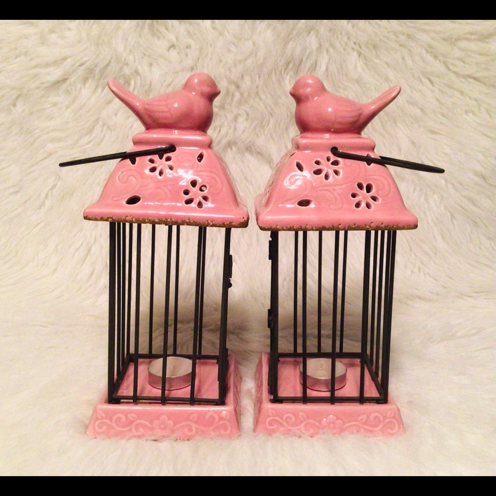 A Pair Of Pink Birds Lanterns